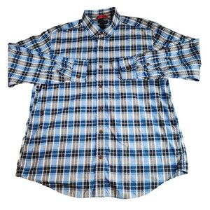 Orvis Shirt Mens XL Blue Game Bird Plaid Long Sleeve Lightweight Pockets